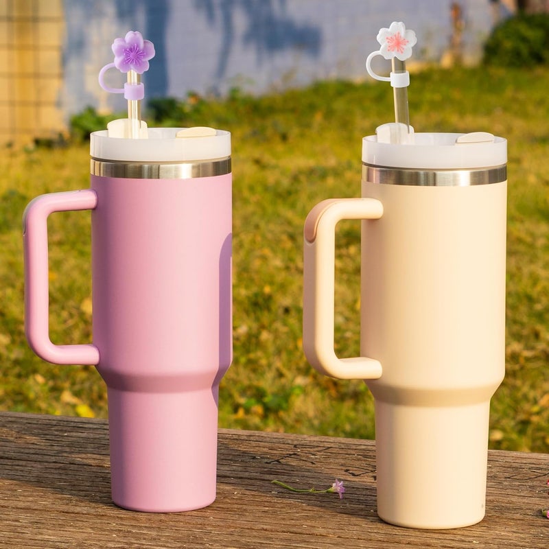 YuJoyC 6PCS Flower Silicone Straw Covers Toppers for Stanley Cups 30&40 Oz Accessories, Reusable Straw Tips Protectors for Stanley Cup 10mm 0.4in Straws - Image 4
